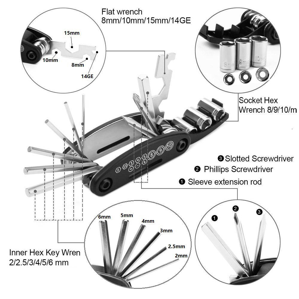 Mountain Cycle Portable Socket Multipurpose Wrench Bicycle Multi Tool Screwdriver