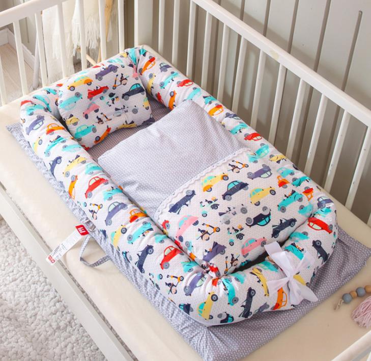 Crib Anti-pressure Newborn Foldable Portable Crib Middle Bed Baby Infant Mattress Bionic Travel Bed