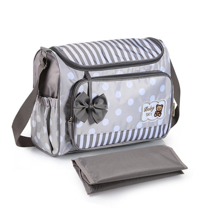 Mommy Bag Four-Piece Bowknot Outing One-Shoulder Multifunctional Large-Capacity Bag For Mother, Baby And Mother