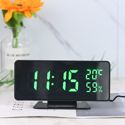 LED Mirror Desk Alarm Clock Calendar Temperature And Humidity Desk Clock Simple