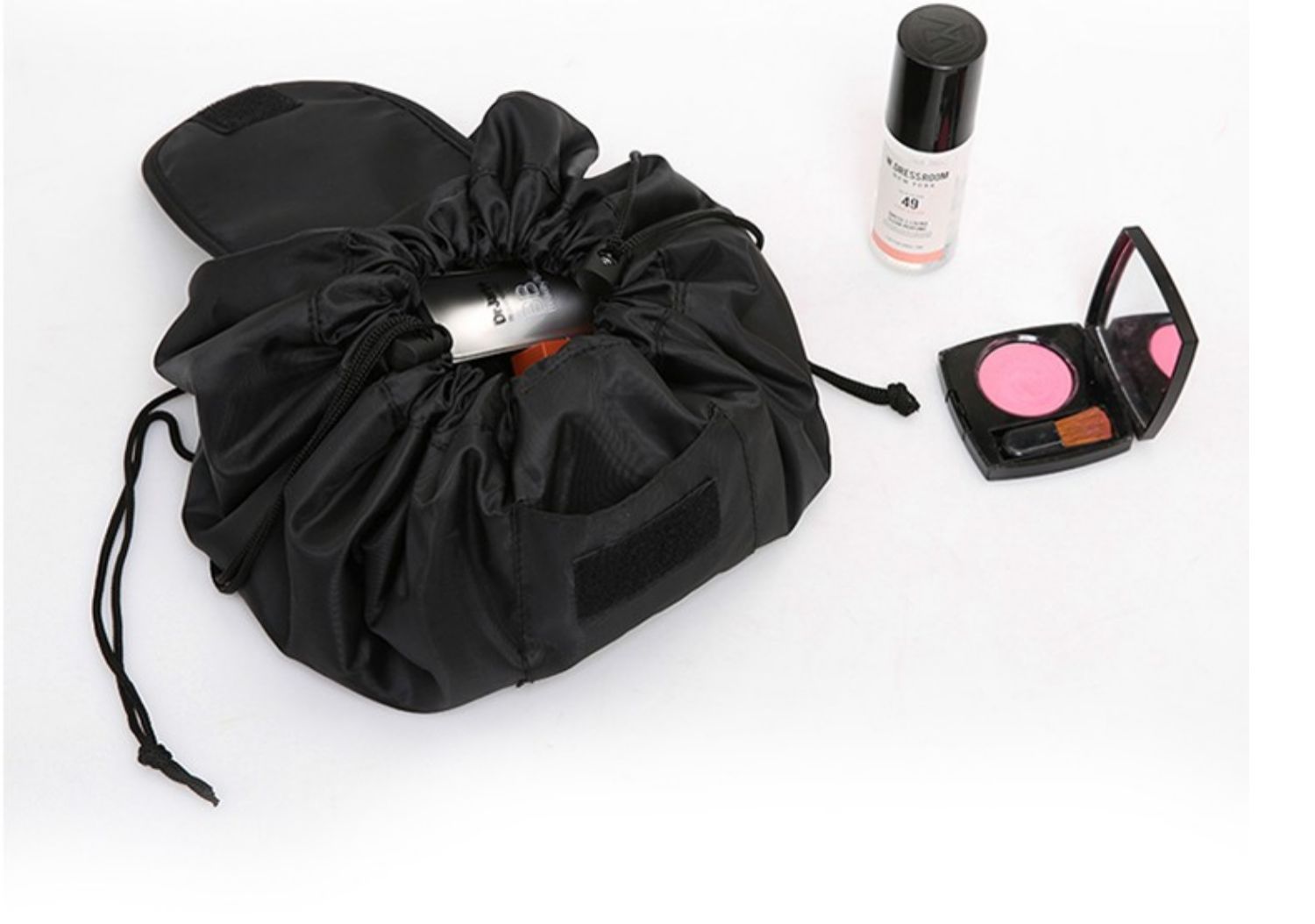 Drawstring Portable Travel Storage Black Cosmetic Cosmetic Bag