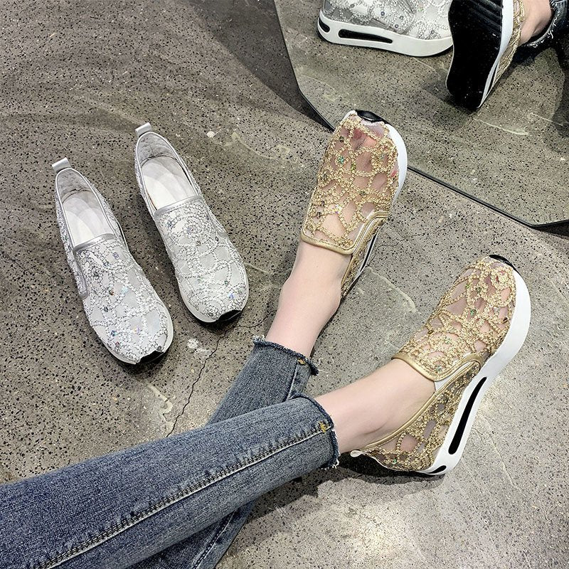 Platform Sole Mesh Breathable Slip-on Shoes