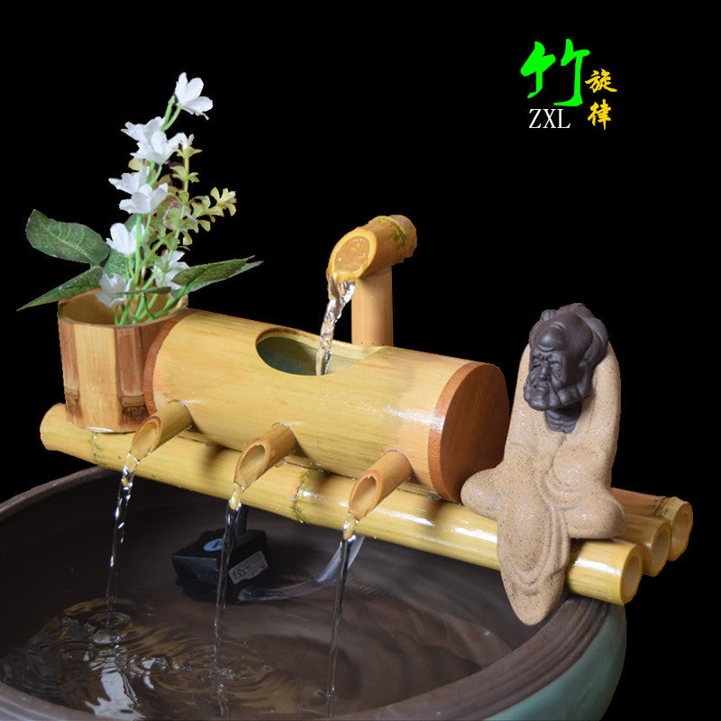 Ceramic Fish Tank Circulating Water Ornaments Bamboo Tube Stone Trough