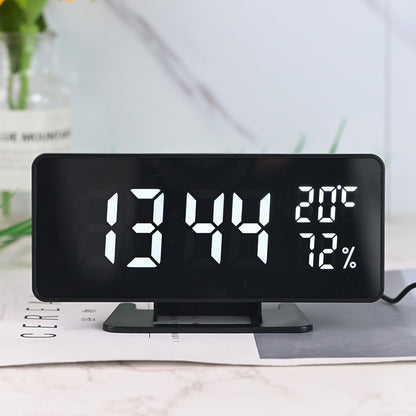 LED Mirror Desk Alarm Clock Calendar Temperature And Humidity Desk Clock Simple