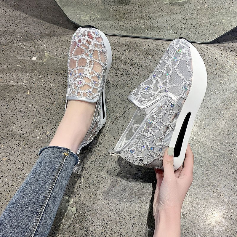 Platform Sole Mesh Breathable Slip-on Shoes