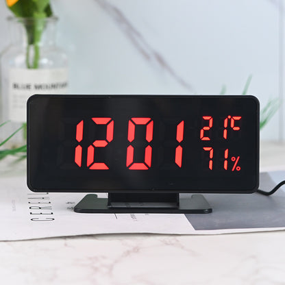 LED Mirror Desk Alarm Clock Calendar Temperature And Humidity Desk Clock Simple