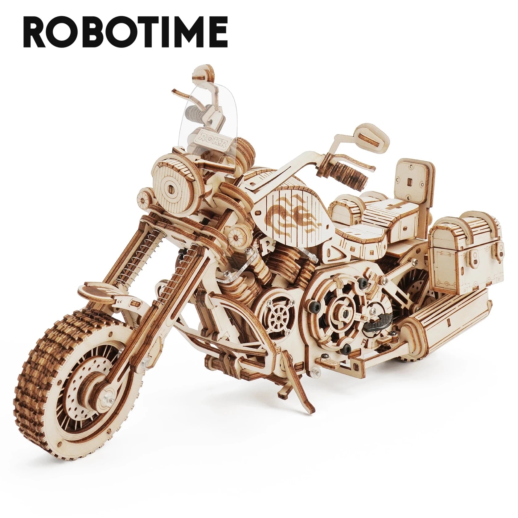 Robotime Rokr Cruiser Motorcycle DIY Wooden Model 420 Pcs Building Block Kits Funny Toys Gifts For Children