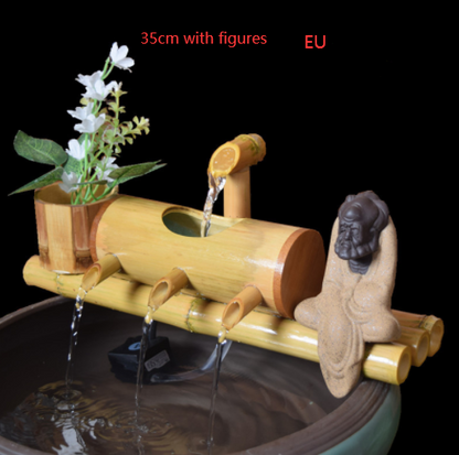 Ceramic Fish Tank Circulating Water Ornaments Bamboo Tube Stone Trough