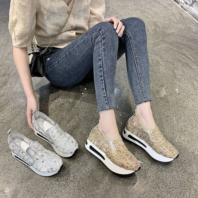 Platform Sole Mesh Breathable Slip-on Shoes