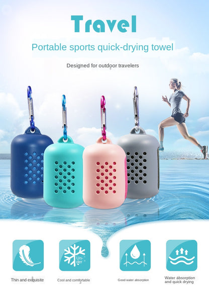 Quick Drying Cooling Microfiber Towel Instant Cooling Relief Sports Portable Yoga Gym Pilates Running Travel Towel Silicone Bag