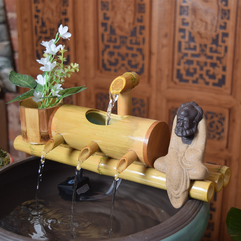 Ceramic Fish Tank Circulating Water Ornaments Bamboo Tube Stone Trough