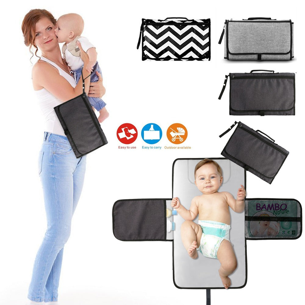 Baby Portable Foldable Washable Compact Travel Nappy Diaper Changing Mat Waterproof Baby Floor Mat Change Play Mat &amp; Storage Bag